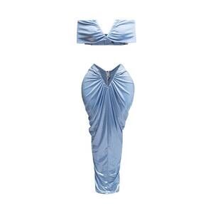 NEW K TOO women's draped set in light blue